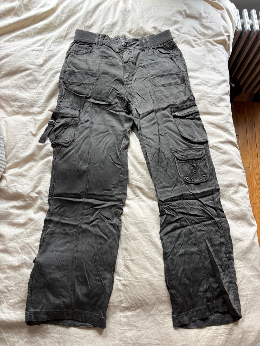 Marrakech green/ gray silky Cargo Pant Trouser